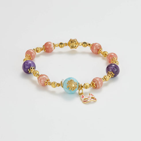Colorful Gemstone & Gold - Accent Lucky Bracelet | Energy & Charm