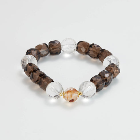 Smoky Quartz & Clear Crystal Healing Bracelet - Grounding Energy for Stability & Spiritual Clarity